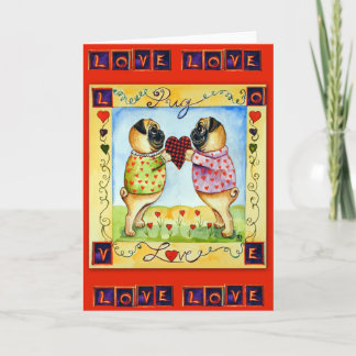 Hälsokort för Pug Kärlek Kort
