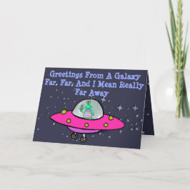 Hälsokort med Alien, Spaceship och Saturnus Kort