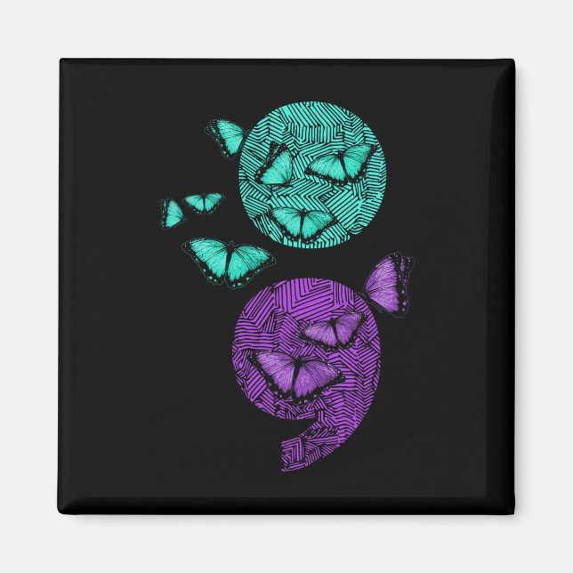 Hälsomedvetenhet Medvetenhet Semiolon Butterflies Magnet (Framsidan)