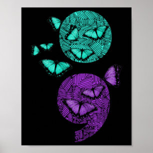 Hälsomedvetenhet Medvetenhet Semiolon Butterflies Poster