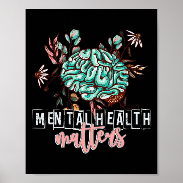 Hälsoproblem Blommor Mind Brain Self Care Awaren Poster (Framsidan)