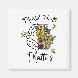 Hälsoproblem Flower Brain Mental Health Awarene Magnet