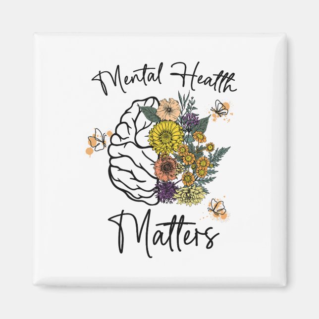 Hälsoproblem Flower Brain Mental Health Awarene Magnet (Framsidan)
