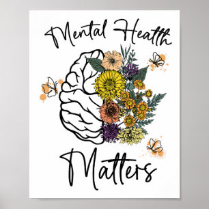 Hälsoproblem Flower Brain Mental Health Awarene Poster