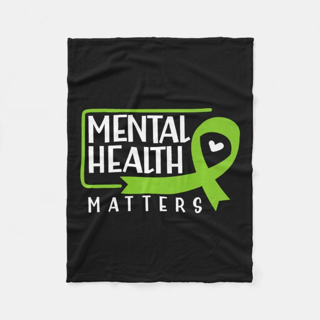 Hälsoproblem Grönt Band Mental Health Awarene Fleecefilt (Framsidan)
