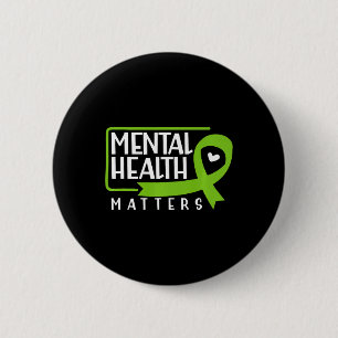 Hälsoproblem Grönt Band Mental Health Awarene Knapp