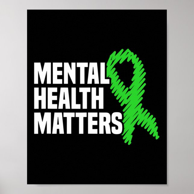 Hälsoproblem Grönt Band Mental Health Awarene Poster (Framsidan)