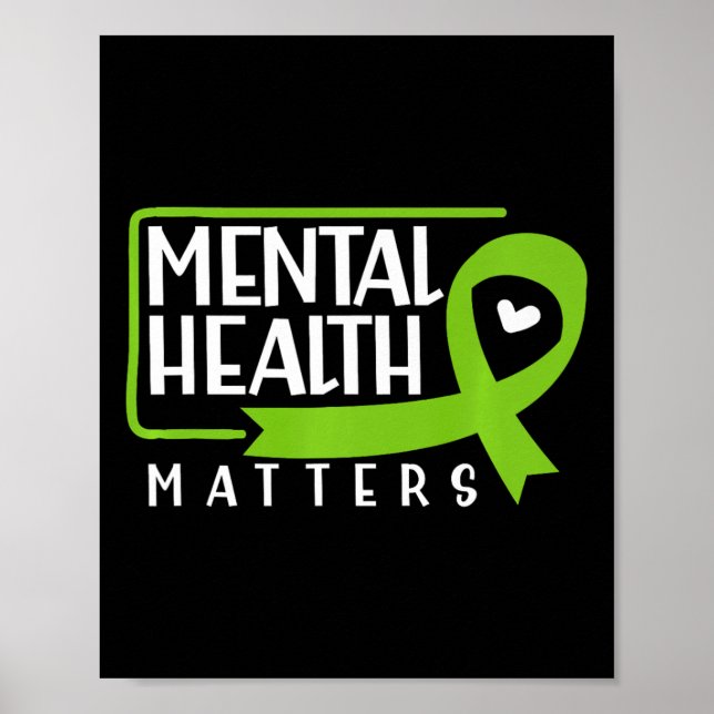 Hälsoproblem Grönt Band Mental Health Awarene Poster (Framsidan)