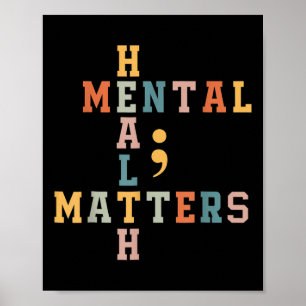 Hälsoproblem Medvetenhet Semicolon Boys Girls Ret Poster