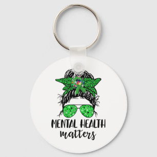 Hälsoproblem Messy Bun Gift Mental Health Medveten Nyckelring