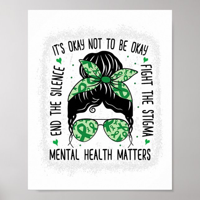 Hälsoproblem Messy Bun Mental Health Awareness Poster (Framsidan)