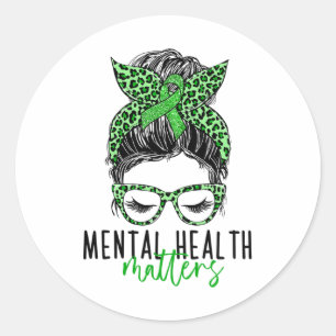 Hälsoproblem Messy Bun Woman Neurodiversity Emo Runt Klistermärke