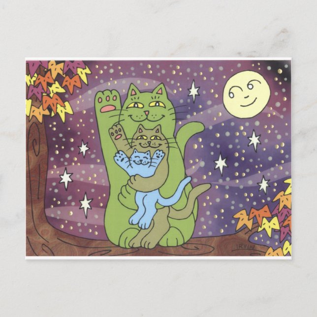 Hälsosam, Förmögen och visshet på höstnatt Vykort (Framsida)