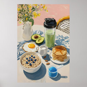 Hälsosam frukost gym Mat Köket pannkakor Mysig Poster
