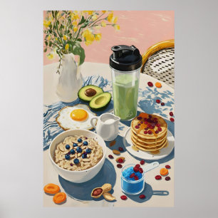 Hälsosam frukost gym Mat Köket Pannkakor Mysigt Poster