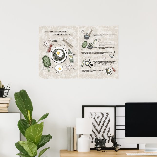 Hälsosam frukostpastarecept Illustration  Poster (Hemmakontoret)