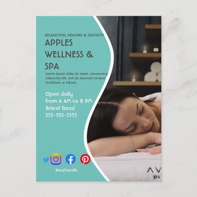 hälsospa poster flugor hälsa center gym fit ta vykort (Framsida)