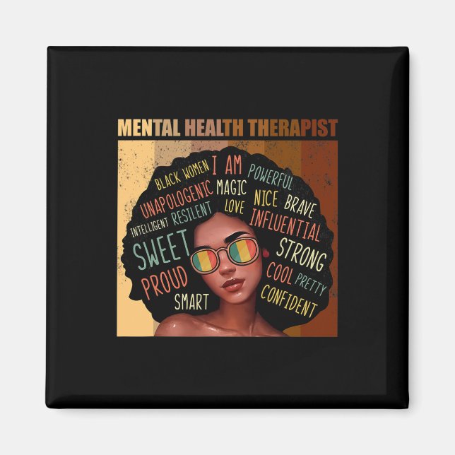 Hälsoterapeut Afro Women Black History Månad Magnet (Framsidan)