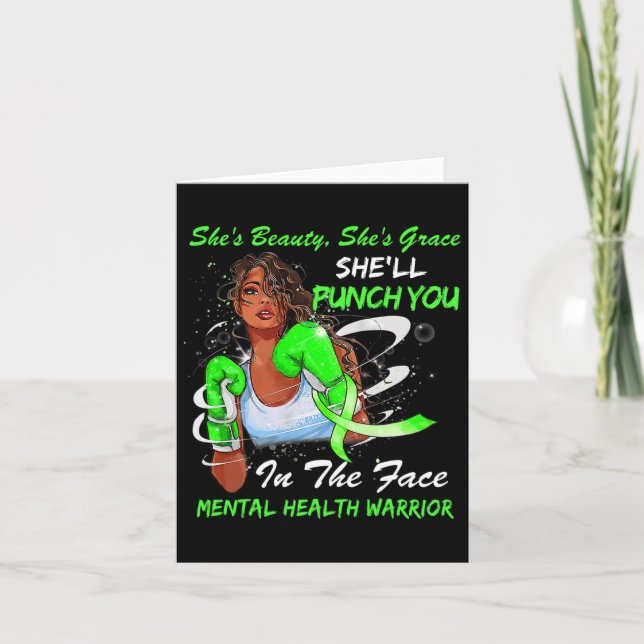 Hälsovårdare Hon Slår dig "Ribbon Black Woman" Kort (Framsida)