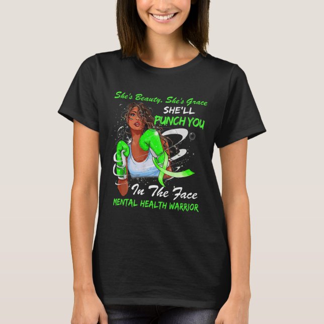 Hälsovårdare Hon Slår dig "Ribbon Black Woman" T Shirt (Framsida)