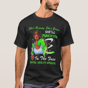 Hälsovårdare Hon Slår dig "Ribbon Black Woman" T Shirt
