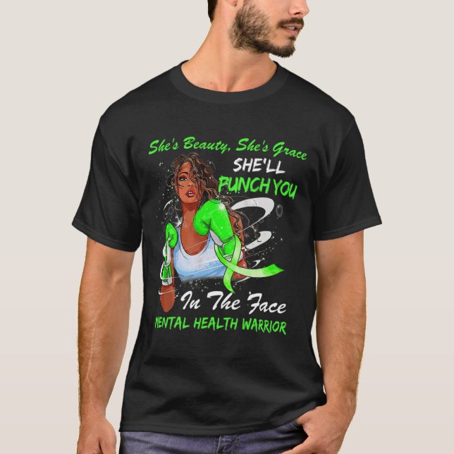 Hälsovårdare Hon Slår dig "Ribbon Black Woman" T Shirt (Framsida)