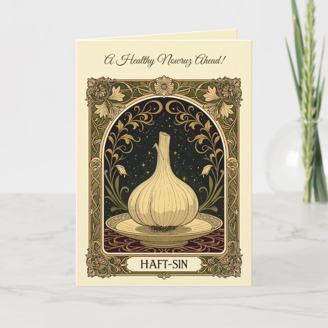 Hälsovitlök Haft Sin Nowruz-tradition Kort (Framsida)