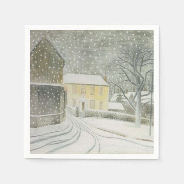 Halstead Road i Snö (av Eric Ravilious) Pappersservett (Framsidan)