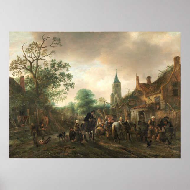 Halt på Inn - Isack van Ostade Fine Art Poster (Framsidan)