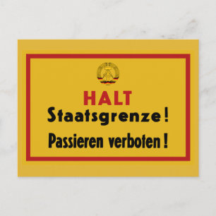 Halt Staatsgrenze! Berlinmuren, Tysklant tecken Vykort