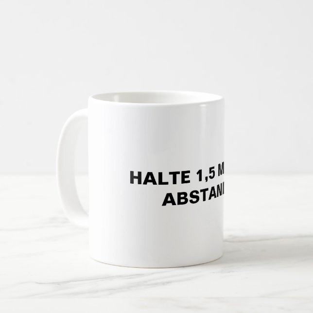 Halte 1,5 meter abstand Precaution in German Kaffemugg (Framsida vänster)