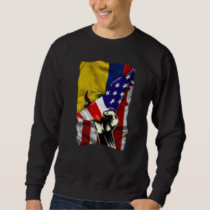 Halv amerikansk flagga ecuadorianska RÖTTER USA Fl Lång Ärmad Tröja