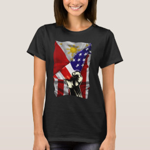 Halv amerikansk flagga filippinsk ROOTS USA Flagga T Shirt