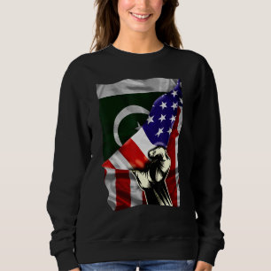 Halv amerikansk flagga pakistanska RÖTTER USA Flag T Shirt