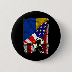 Halv amerikansk flagga ukrainska rötter Usa flagga Knapp