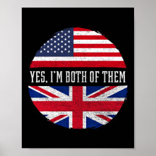 Halv amerikansk halv brittisk USA-flagga Storbrita Poster
