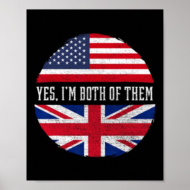 Halv amerikansk halv brittisk USA-flagga Storbrita Poster (Framsidan)
