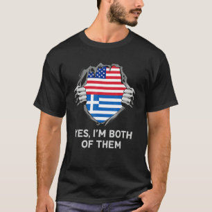 Halv amerikansk halv grekisk USA Grekland Flagga M T Shirt