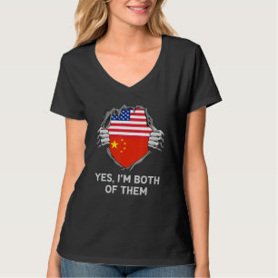 Halv amerikansk halv kinesisk USA Kina flagga herr T Shirt
