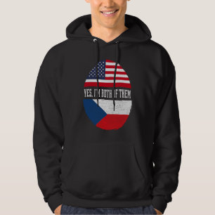 Halv amerikansk halv tjeckisk USA-flagga Tjeckien  Hoodie