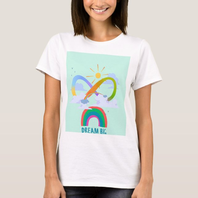 Halv ärmad damt-shirt med färgrik design t shirt (Framsida)
