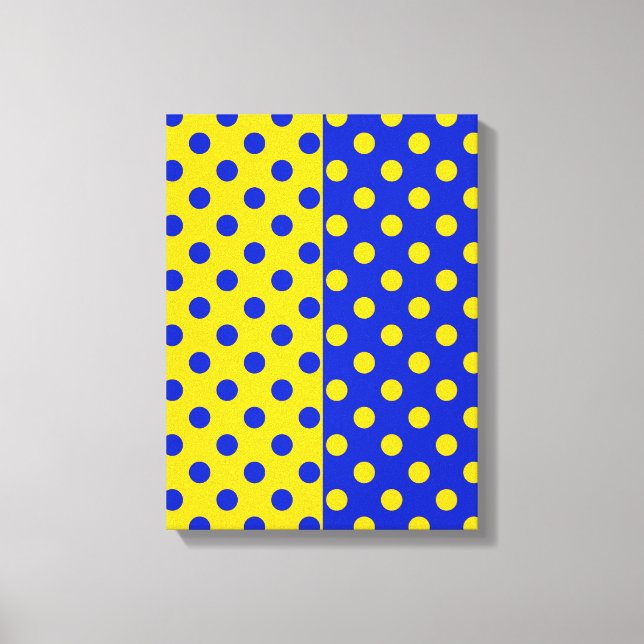 Halv blå gul prickmönsterdesign  canvastryck (Framsida)