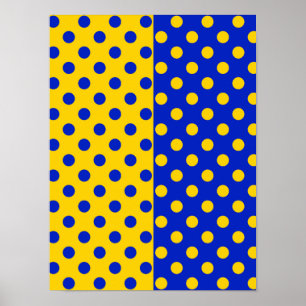 Halv blå gul prickmönsterdesign  poster
