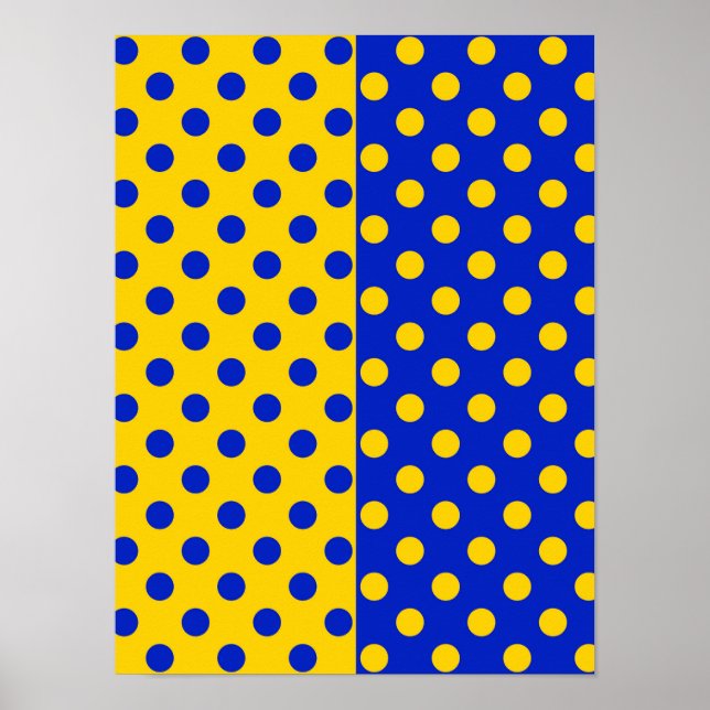 Halv blå gul prickmönsterdesign  poster (Framsidan)