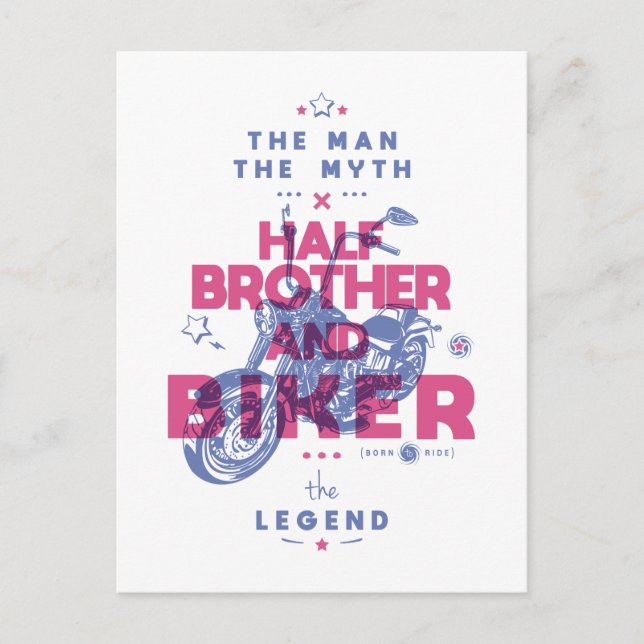 Halv bror och biker mannen myten i legenden vykort (Framsida)