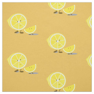 Halv citron och le citronskivan tyg