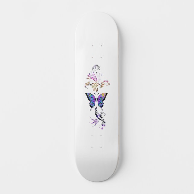 Halv-Colin Medvetenhet Fjäril Mini Skateboard Bräda 18,5 Cm (Framsida)