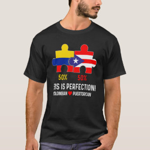 Halv colombiansk halv puertoricansk flaggkarta Bor T Shirt