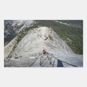 Halv dome Tittar nedåt från kablar - Yosemite Rektangulärt Klistermärke
