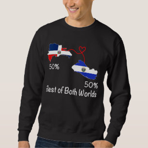 Halv dominikansk halv salvadoransk flagga kart kär lång ärmad tröja